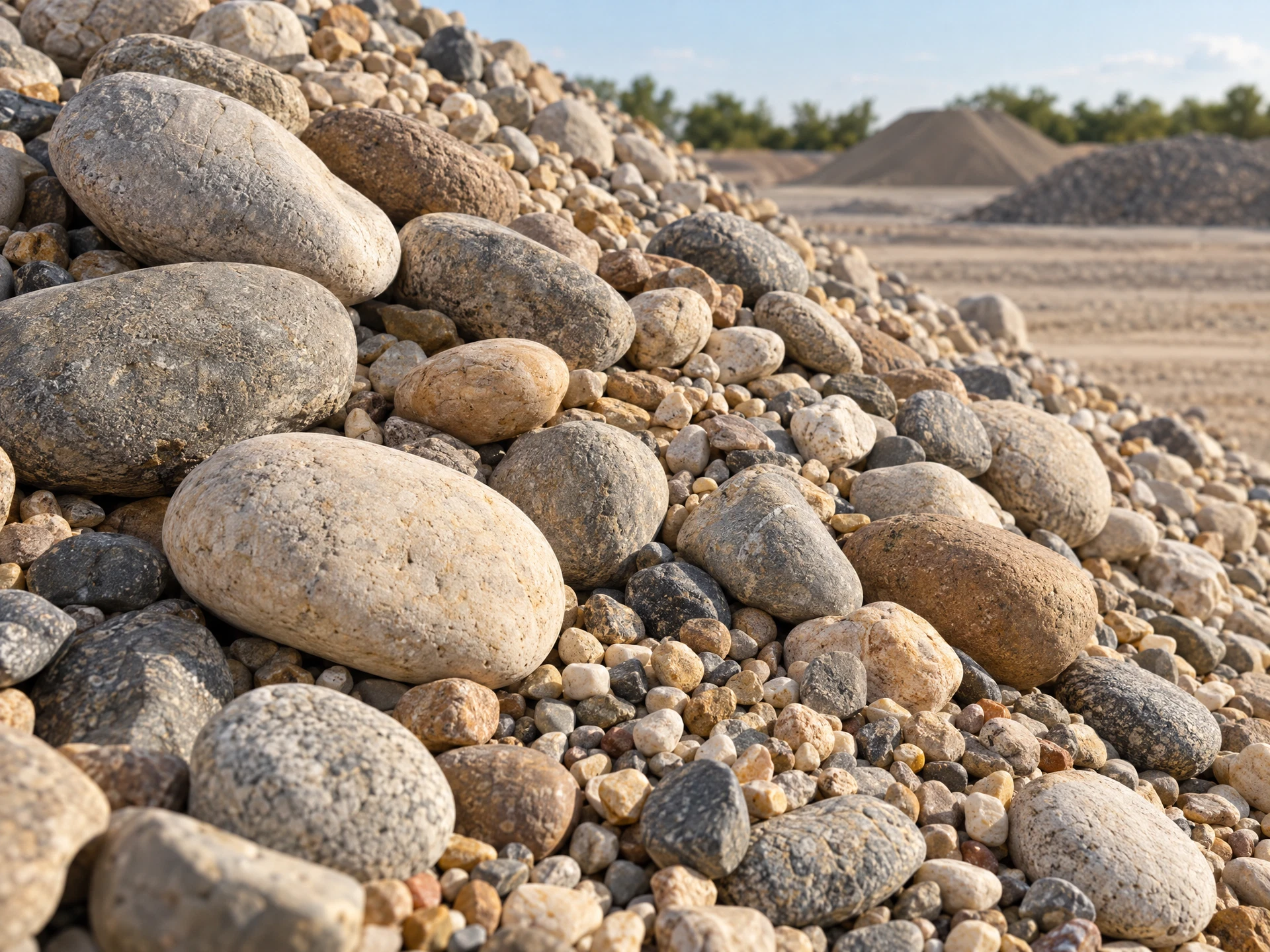 Illustrative close-up of rounded river rock and gravel